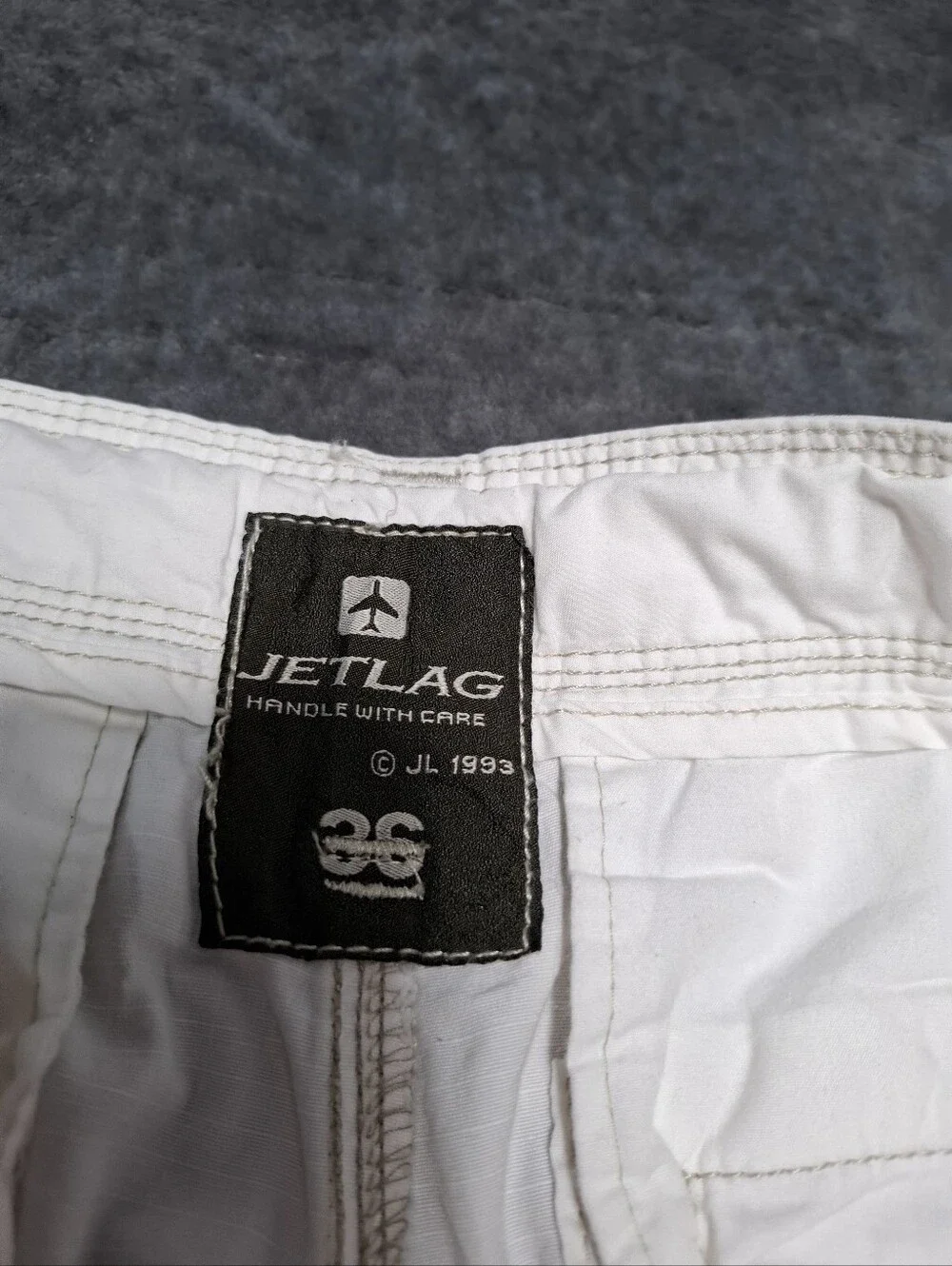 Jet Lag Cargo Shorts Camp Rugged Withe / Cream Utility Baggy Mens Size 36